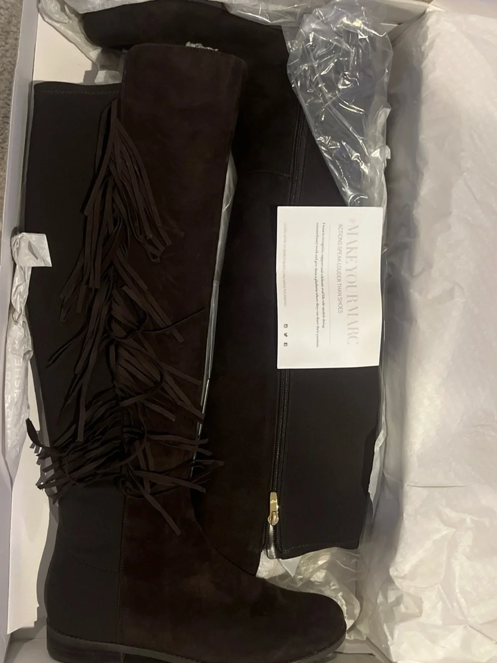 Marc Fisher Women's Over-the-Knee Fringe Boots in Dark Brown